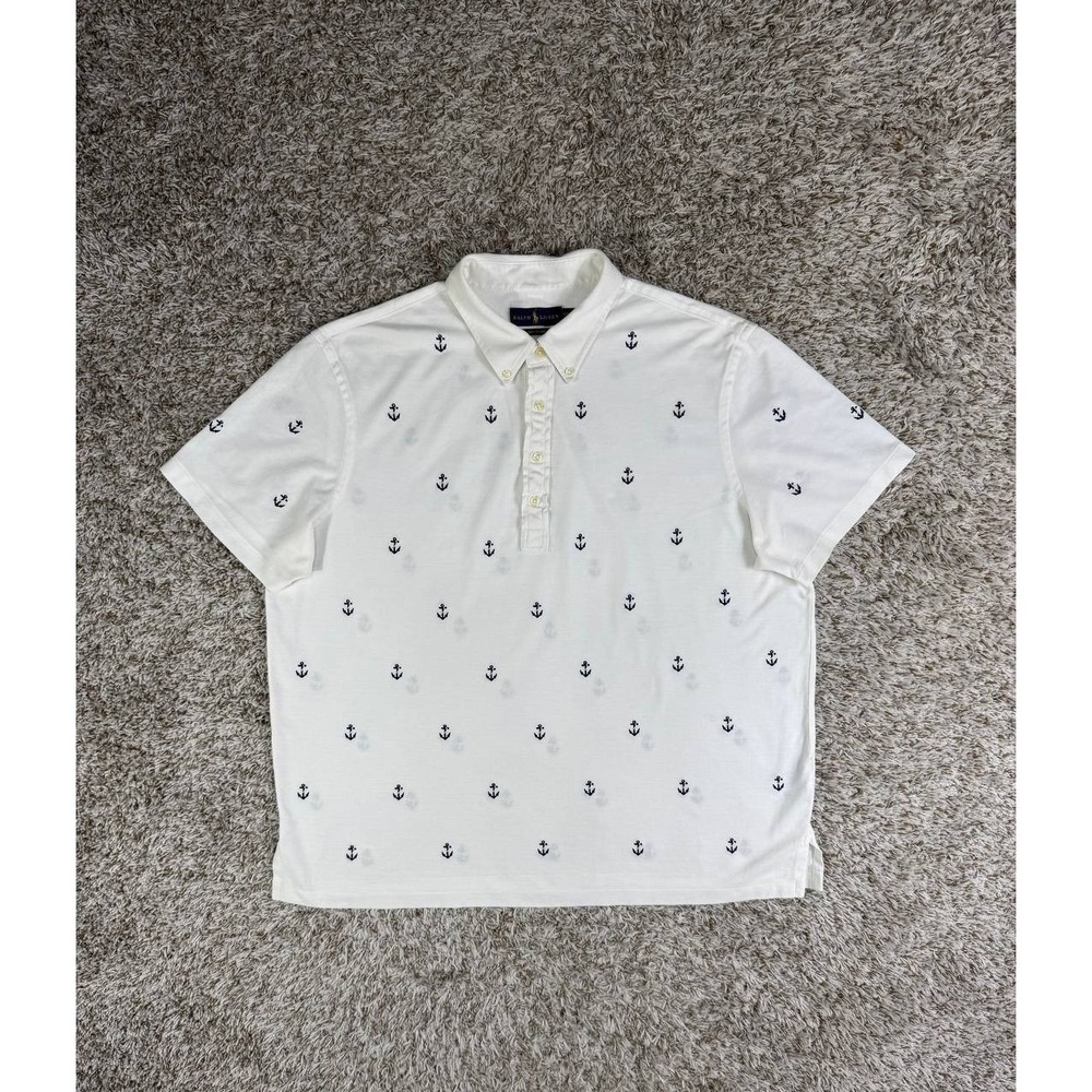 Polo Ralph Lauren Knit Oxford Anchor Over Print Polo Shirt Men's Size 2XL
